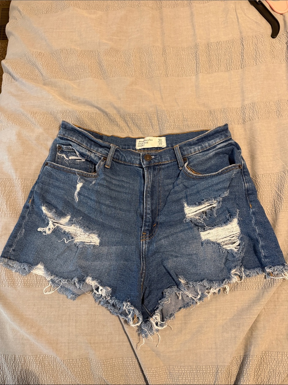 Abercrombie & Fitch Distressed Dark Blue Denim Cutoff Shorts